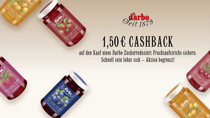 Darbo Zuckerreduziert Fruchtaufstriche mit 1,50 € Cashback