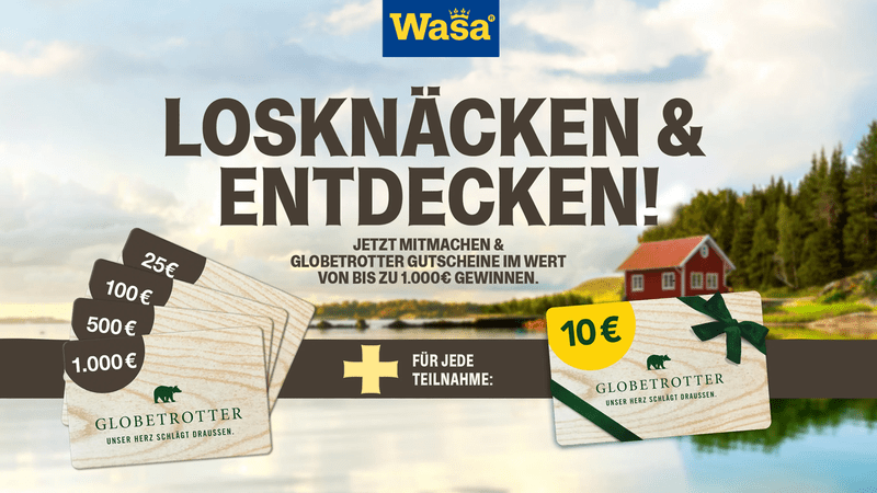 Wasa Gewinnspiel – Bis zu 1000 € Globetrotter Gutschein gewinnen (10 € garantiert)