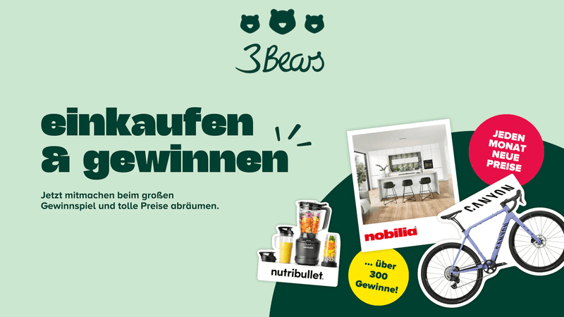 3Bears Gewinnspiel 2026 – Gewinne Fahrrad, Gutscheine und Haushaltsgeräte