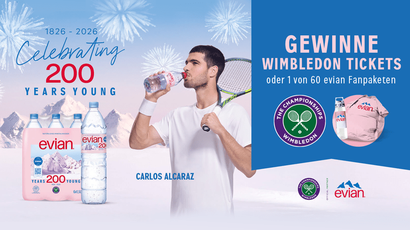 evian REWE Gewinnspiel – Wimbledon-Tickets und Fanpakete gewinnen