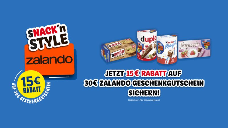 Ferrero Gewinnspiel – Zalando 15 € Rabatt auf 30 € Geschenkgutschein sichern