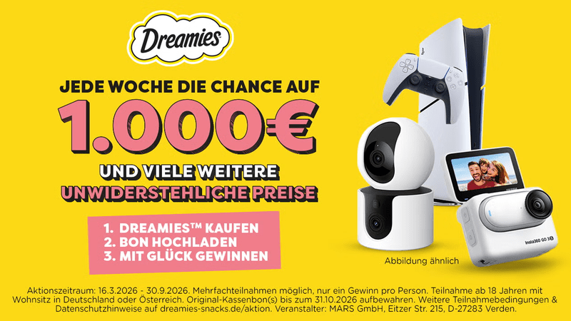 DREAMIES Gewinnspiel – Gewinne 1.000 € oder Sachpreise