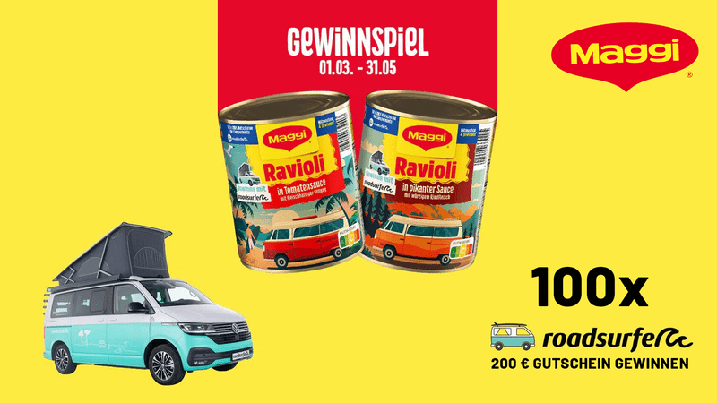 MAGGI Ravioli Gewinnspiel: 200 € Roadsurfer-Mietgutscheine gewinnen