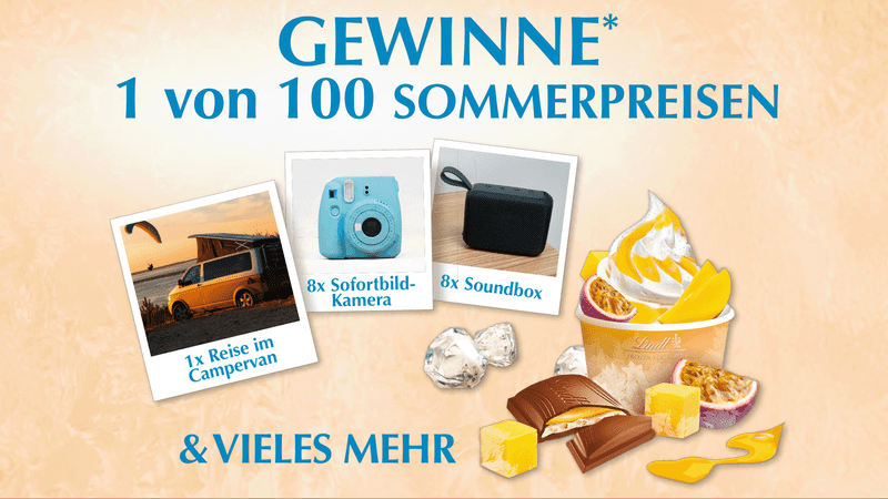 Lindt Sommerpromotion – Gewinne Campervan, Sofortbildkamera, Soundbox und Schokoladenpaket