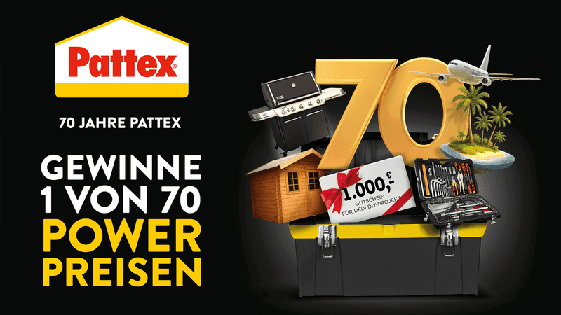 Pattex 70 Jahre Gewinnspiel – Weber Grill, TUI-Reisegutscheine, Gartenhaus-Gutscheine & weitere Preise gewinnen