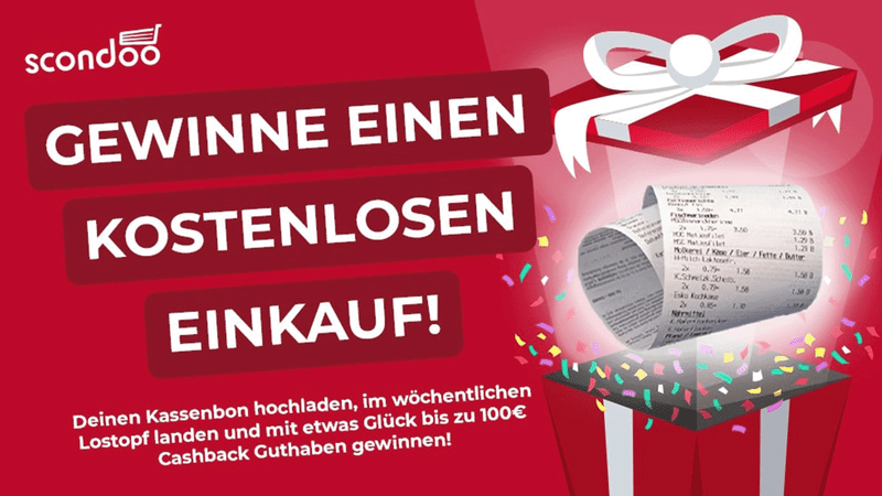 Scondoo Kassenbon-Lotterie – wöchentlich bis zu 100 € gewinnen
