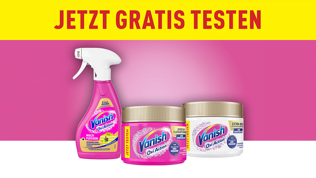 Vanish Fleckentferner Gratis Testen