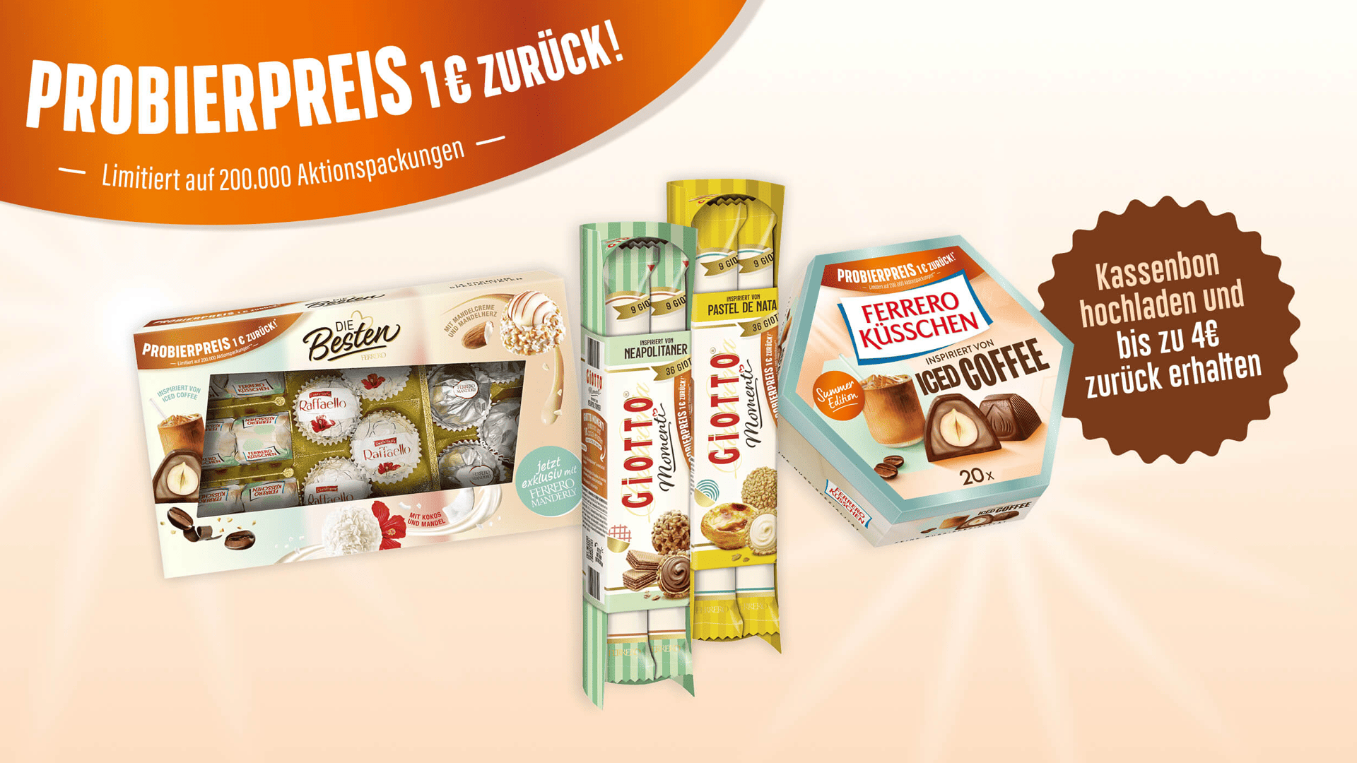 Ferrero Probierpreis - 1 € Cashback auf Aktionspackungen