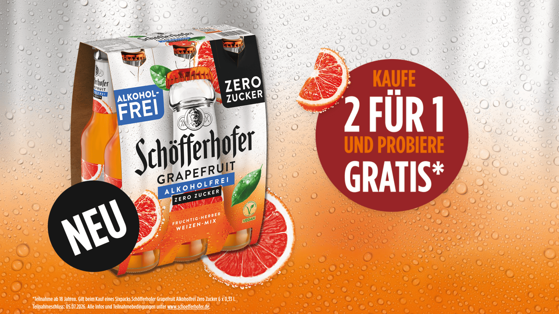 Schöfferhofer Grapefruit Alkoholfrei Zero Zucker 2-für-1 Cashback-Aktion