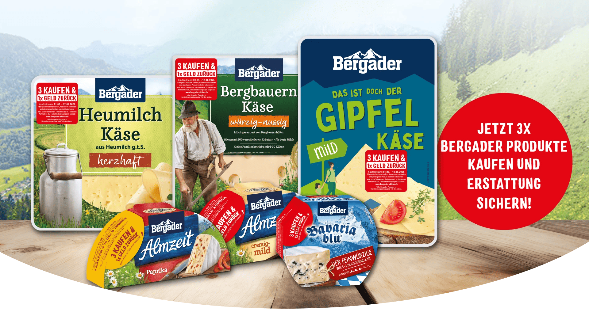 Bergader 3 Für 2 Cashback-Aktion