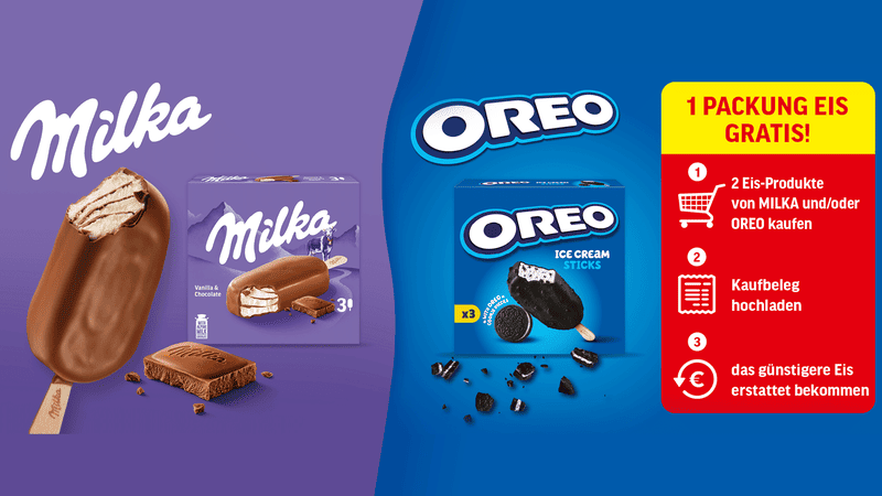 Milka & OREO Eis 2-für-1 Cashback Aktion