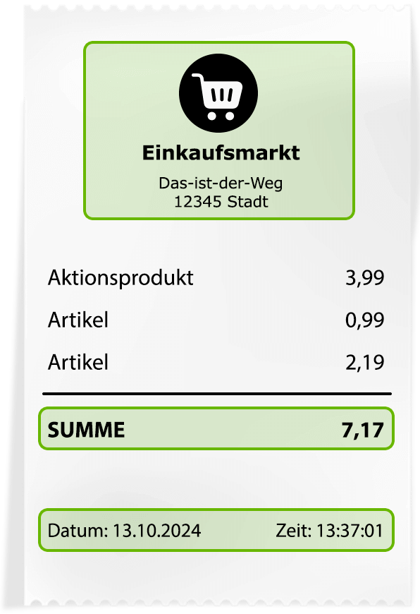 Diese Informationen müssen sich auf deinem Kaufbeleg befinden